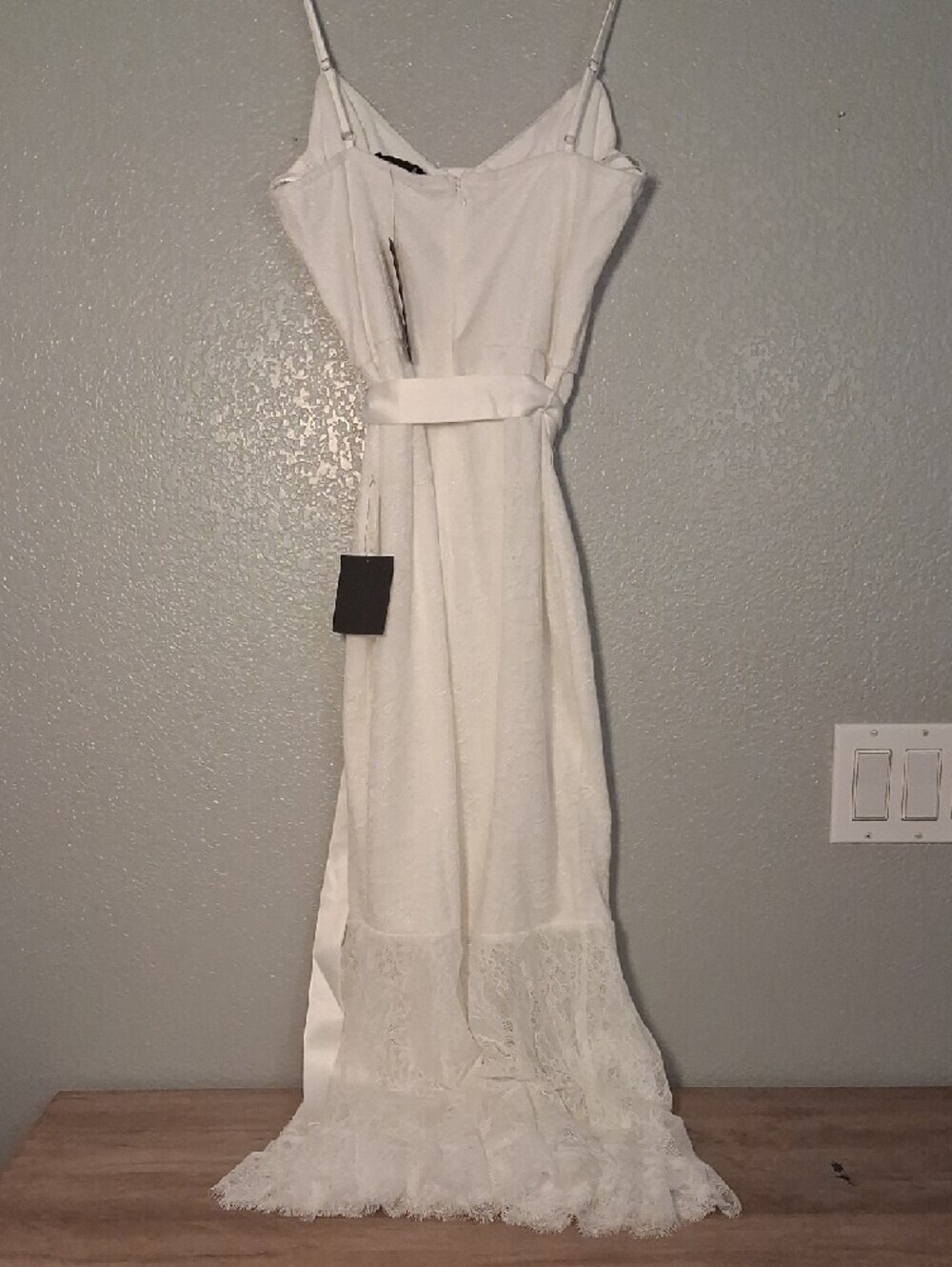 Lulu's White Lace-Trim Slip Dress with Tie Waist - Picture 2 of 5